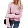 thumbnail image 3 of Women Autumn Winter Colorblock Pullover Sweaters Round Neck Striped Slim Fitting Knitwear Tops, 3 of 9