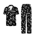 thumbnail image 5 of Yuyamidu Black Music Note Women Pajamas Set Soft Classic Notch Colalr Pjs Comfy Short Sleeve Button Down Sleepwear with Long Pants, 5 of 7