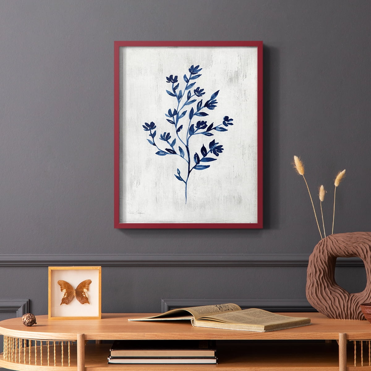 Wild Indigo II - Red Framed Wall Art Print, Solid Wood Frame, 11" x 14", Ready to Hang