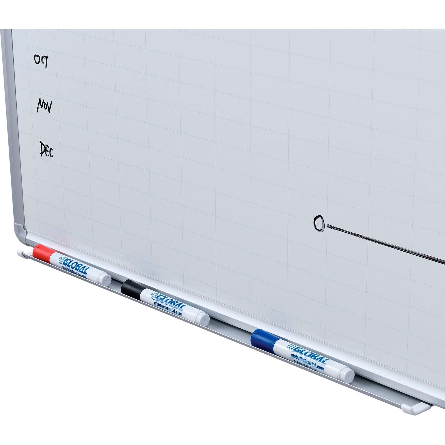 Global Industrial 695784 Magnetic Steel Dry Erase Planning Board with Aluminum Frame, 1 x 2 Grid - 48 x 36 in.