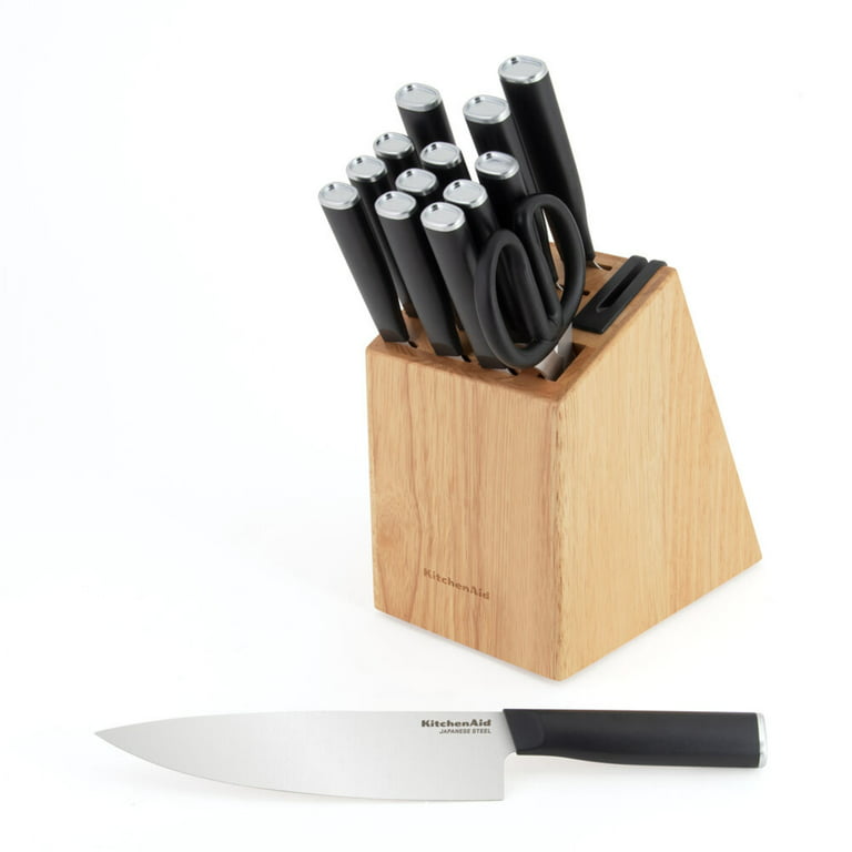 Kitchenaid Classic 15-piece Knife Block Set with Built-In Sharpener,  Natural 