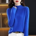 thumbnail image 2 of Suéter de lana sin costuras con cuello semialto para mujer, jersey de cachemira de primera línea confeccionado, 2 of 5