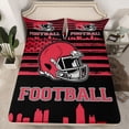 thumbnail image 2 of jejeloiu Football Sport City Twin Sheet Sets,Red Rugby Helmet Bedding For Boys Kids 3 Pieces, 2 of 7