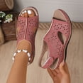 thumbnail image 3 of Rokment Womens Platform Wedges Gladiator Sandals 2026 Beach Comfortable Vintage Leather Hollow out Orthopedic Walking Dress Slingback Summer Shoes Watermelon Red Size 8.5, 3 of 8