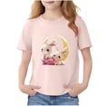 thumbnail image 2 of Blusas y camisas de manga corta con cuello redondo para niños Camiseta de verano de manga corta estampada para niñas Jersey elegante de cuello redondo para niños Top de algodón, 2 of 6