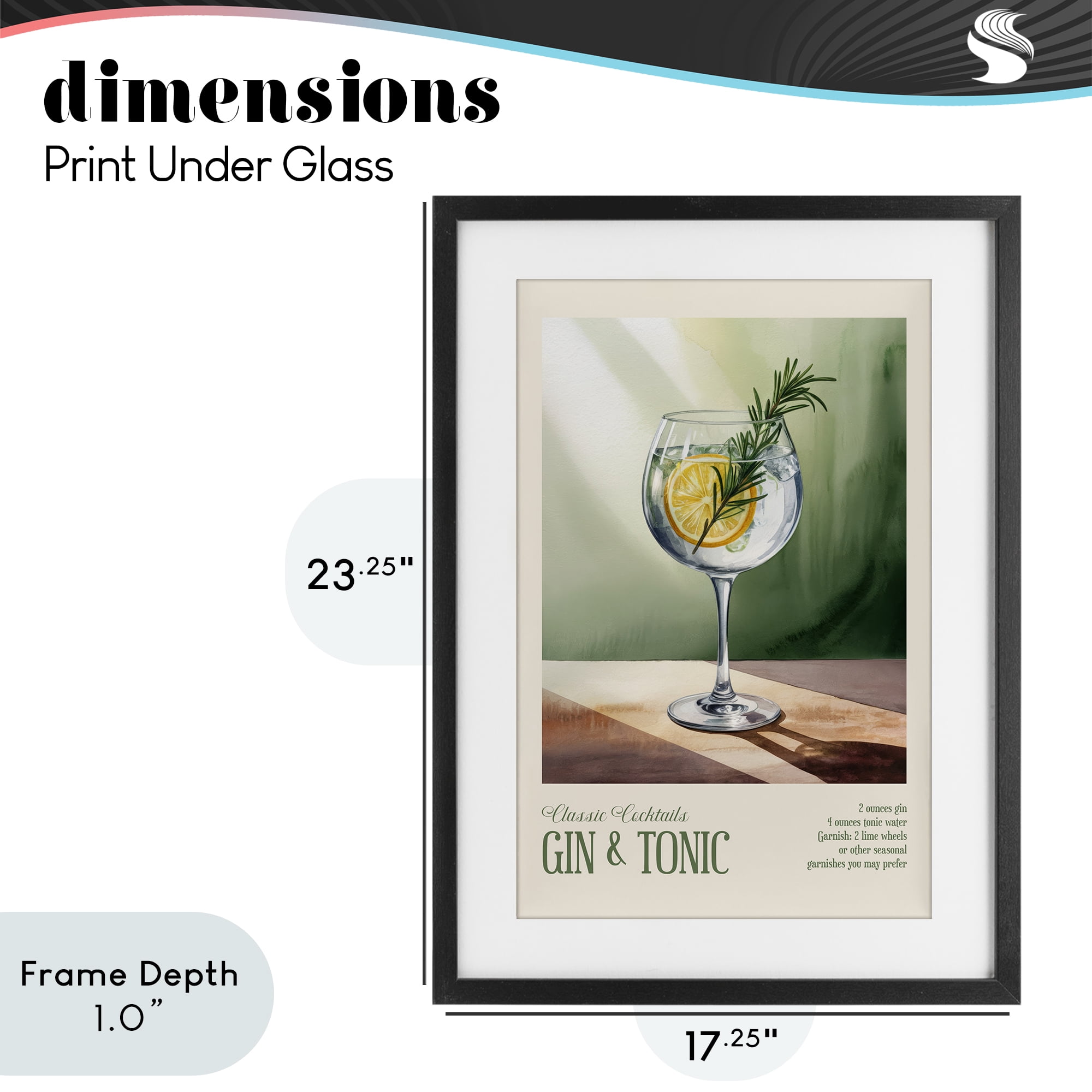 Stupell Industries Gin & Tonic Sun Rays Black Framed Print Under Glass, design by Andreas Magnusson