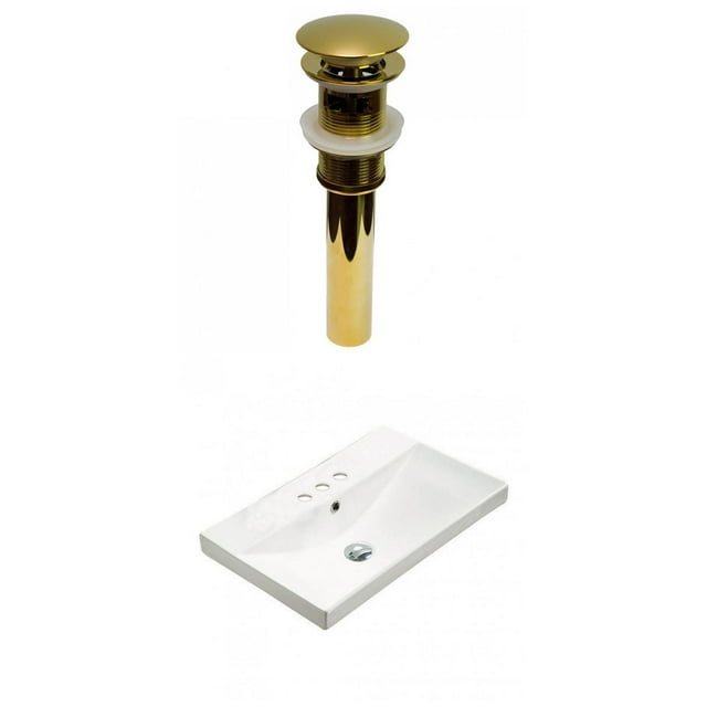 American Imaginations 23.86-in. W 3H4-in. Ceramic Top Set In White Color - Overflow Drain Incl. AI-30877