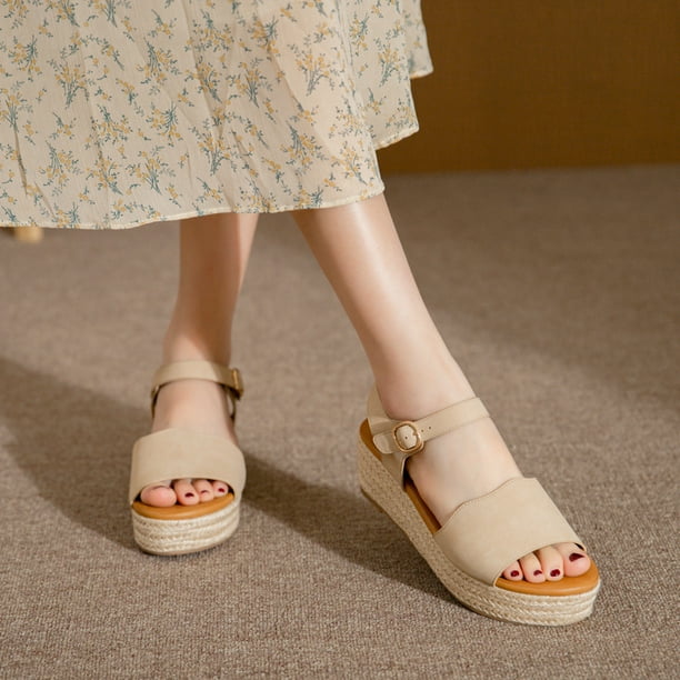 Platform open toe buckle deals sandal