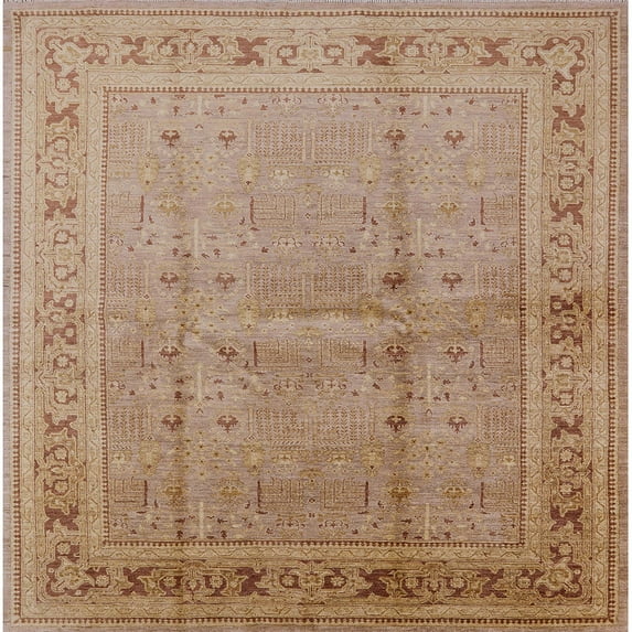 Ahgly Company Machine Washable Indoor Square Industrial Modern Chocolate Brown Area Rugs, 5' Square