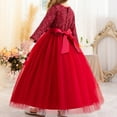thumbnail image 5 of JSGEK Floral Girls Vintage Lace Long Sleeve Bridesmaid Dress Princess Wedding Party Pageant Evening Formal Prom Ball Gown Red 7-8Years, 5 of 5