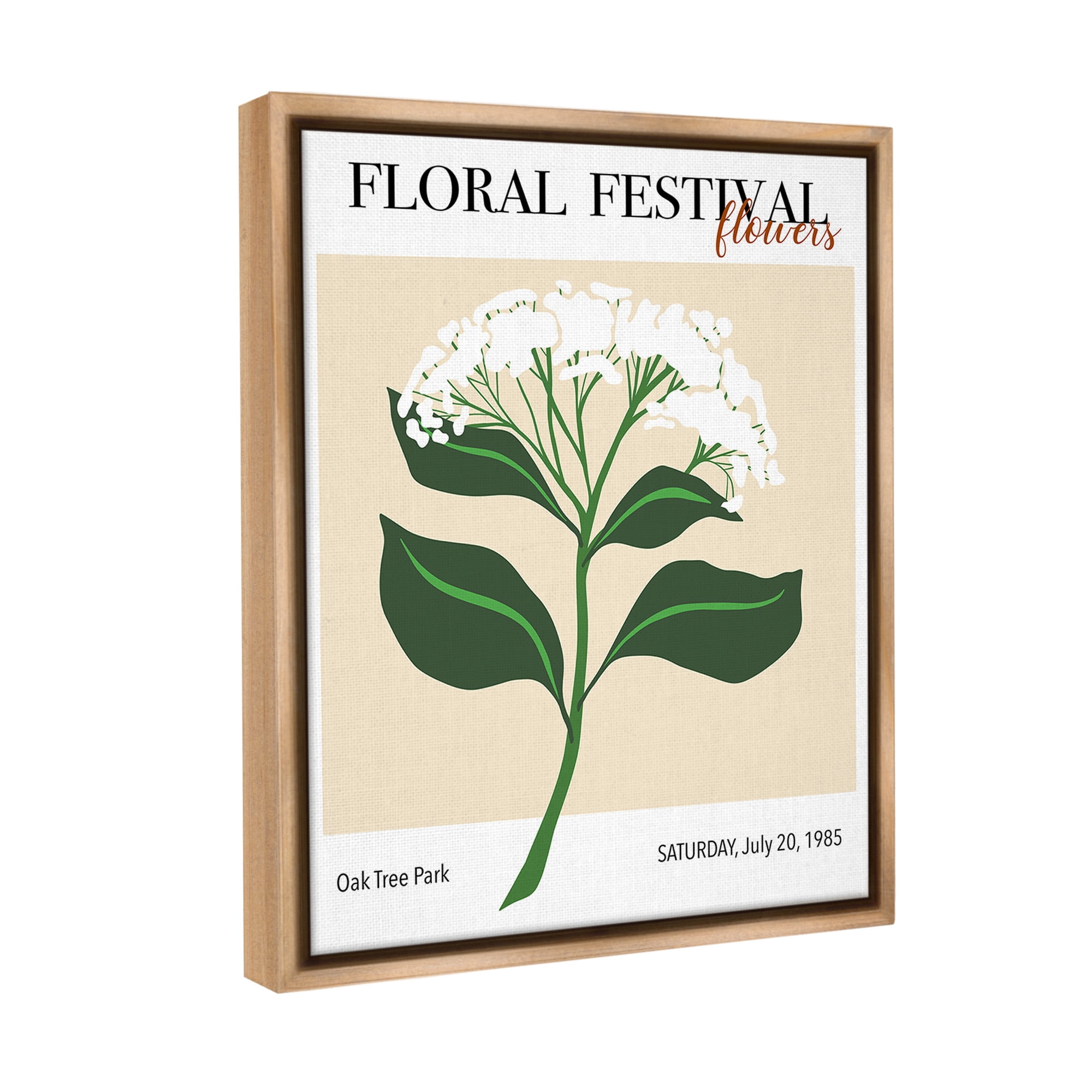 Stupell Industries Retro Floral Festival Botanical & Floral Painting Brown Floater Framed Canvas Art Print Wall Art, 17 x 21