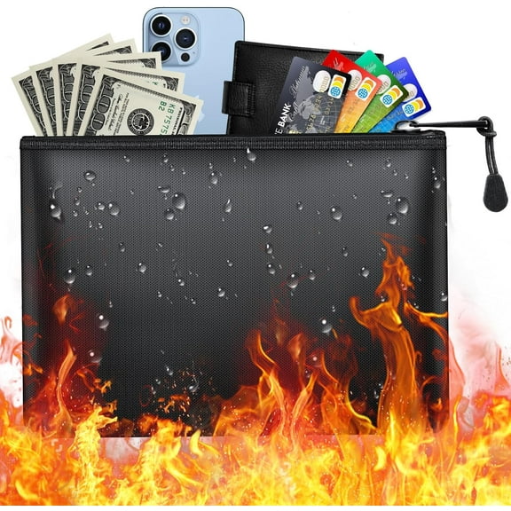 Small Fireproof Document Bag, Waterproof Fire Proof File Bag, Important Documents Organizer Safe Fire for Cash with Zipper, Bank Fireproof Money Bag for Valuables Legal Documents Safe