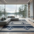 thumbnail image 2 of ODIKA 8'x10' Washable Area Rug Round Navy Abstract Nautical Wave Slate Cream Extra Large Circle for Living Room, Under Sectional, Family , Durable, Non-Slip, 2 of 7