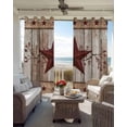 thumbnail image 3 of Red Texas Star Vintage Blackout Curtains 54 Inch Length 2 Panels Set for Living Room Bedroom, Farmhouse Berry Brown Wooden Room Darkening Window Curtains Thermal Insulated Black Out Curtain 52"x54", 3 of 8