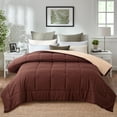 thumbnail image 3 of Evolive All Season Pre Washed Soft Microfiber Down Alternative Reversible Comforter with Box Stitching (Brown/Taupe, Full/Queen), 3 of 6
