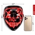 thumbnail image 5 of 2 PACK! Halloween LED Mask, Scary Glow LED Face Light Up Masks with 3 lighting Modes & El Wire for Costume & Cosplay Masquerade Party Adjustable & Eco-Friendly Material for Men Women Kids, 5 of 13