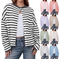 thumbnail image 7 of Yokua Cardigan Sweaters for Women Lightweight Knit Button Front Striped Cardigan Sweaters Trendy Oversized Sweater Coat, 7 of 7