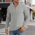 thumbnail image 2 of JIAYUE Men's T Shirt Long Sleeve Half Zip Collar Solid Color Casual Athletic Tops Loose Fit Breathable Everyday Comfortable Wear For Training And Outdoor Playing, 2 of 4