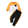 thumbnail image 5 of felwors Baby Boy Fall Winter Clothes Toddler Boy Outfits Long Sleeve Patchwork Sweatshirt Tops Pants 2 Piece, 5 of 6