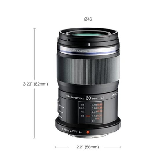 Om System M.ZUIKO DIGITAL, 60 mm, f/22, f/2.8, Macro Fixed Lens for Micro Four Thirds