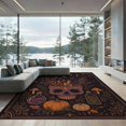thumbnail image 2 of ODIKA 8'x10' Washable Area Rug Dark Purple Orange Celestial Skull Design Mystical Symbols with Moon and Stars Motif for King Size Bedroom Under Bed, Master Suite, Non-Shedding, Easy Care, 2 of 7