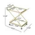thumbnail image 5 of Industrial Styie Bar Cart Glass & Iron Frame, Gold, 5 of 11
