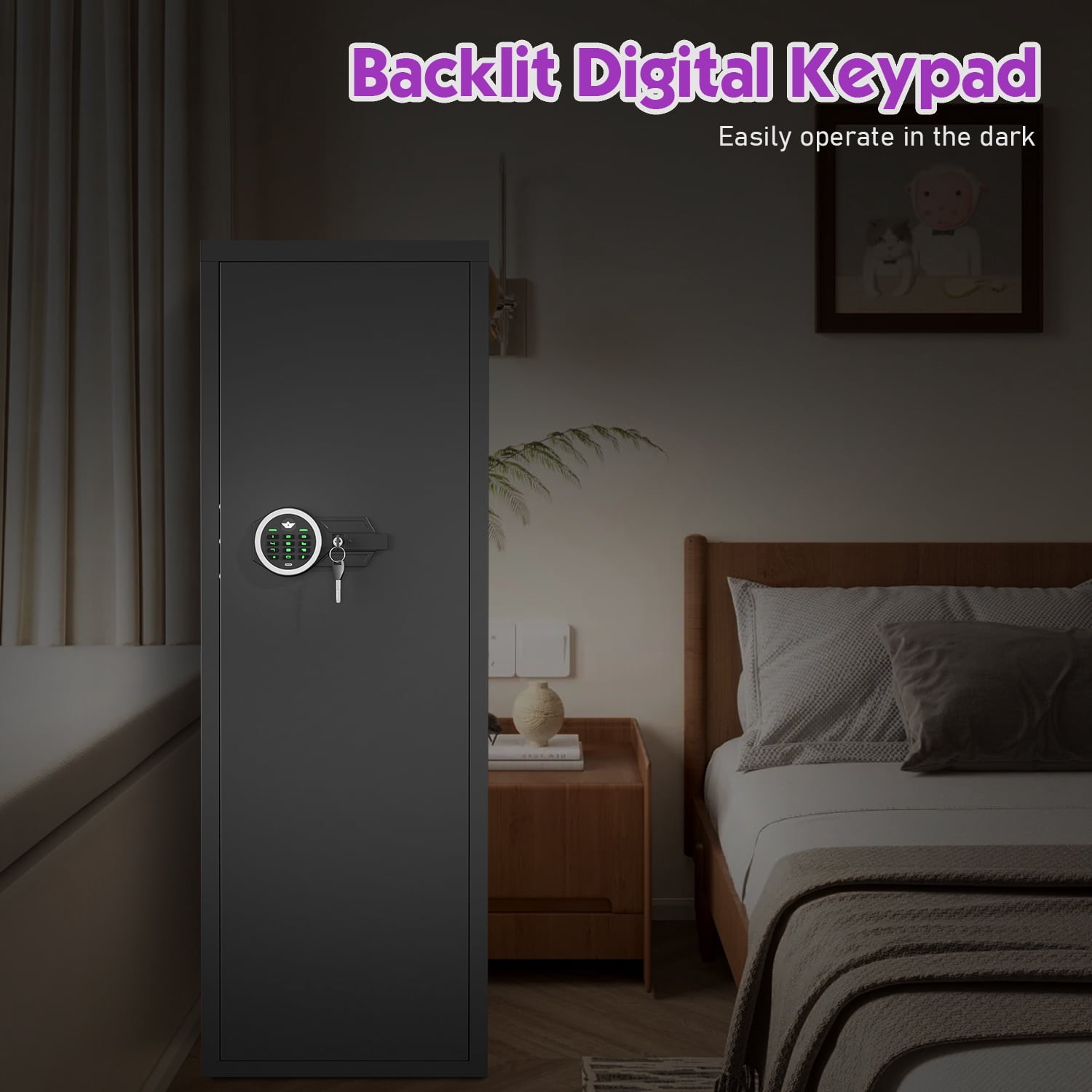 7-8 Unassmabled Gun Safe for Pistols,Quick Access Large Gun Safe with Password Lock, Gun Cabinet with Shelves for Home and Office