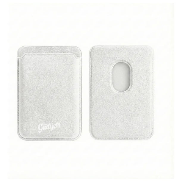 Cartera Wallet Alcantara Gamuza Suave Para Iphone Magsafe Blanco.