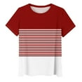 thumbnail image 6 of yillto Womens Striped Blouse Casual Color Block Loose Short Sleeve Round Neck Summer Shirts Outfits, 6 of 7