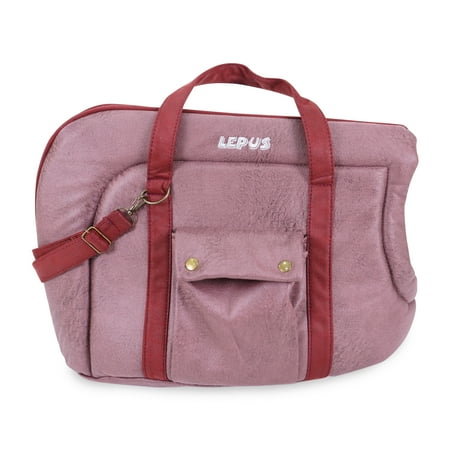 Small Pet Carrier for Small Dogs and Cats - Washable Semi-Open Pet Travel Tote Bag - Adjustable Strap Pet Carrier for Cat Travel Bag - 9.8 x 15.7 x 13 Inch - Rose