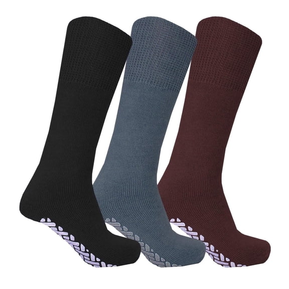 Diamond Star Non Skid Tube Socks Women 3 Pairs Premium Cushion Cotton Over The Calf Athletic Knee High Socks For Men (Black,Grey,Brown - 3 Pairs, Socks Size 10-13, Fit Men's Shoe Size 7-12)