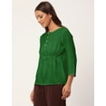 thumbnail image 2 of Moomaya Solid Tie-Up Tops For Women, Quarter Sleeves Round Neck Casual Viscose Top, 2 of 6