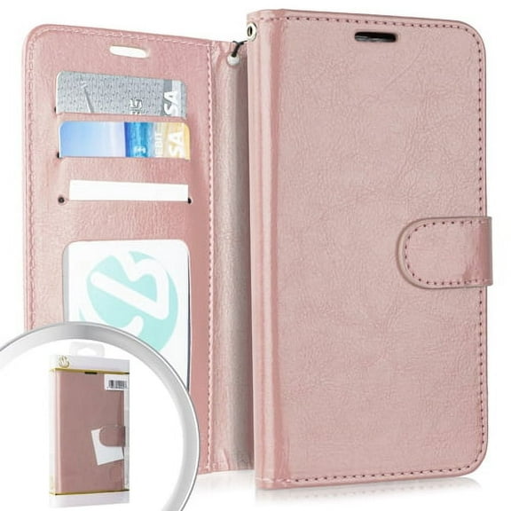 GSA Folio Flip Leather Wallet Case For Samsung Galaxy A10e - Rose Gold