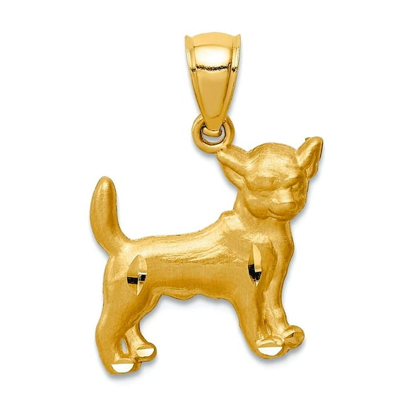 14k Solid Yellow Gold Chihuahua Pendant Necklace Pendant for Women - 1.2 Grams