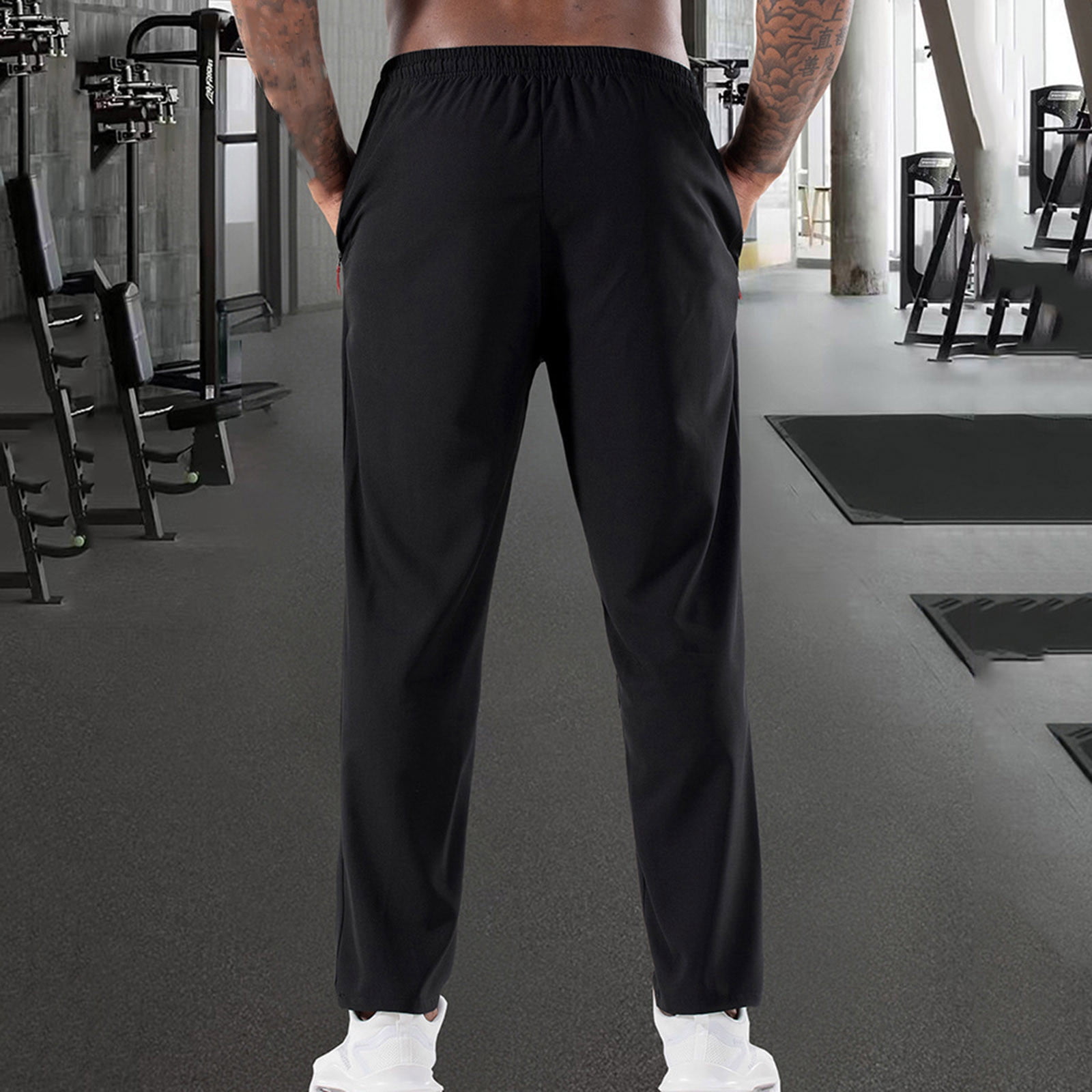 Men's Ice Silk Jogger Pants, Breathable Elastic Waist Drawstring