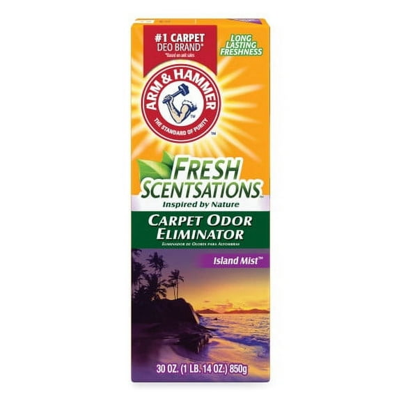 Arm & Hammer Fresh Scentsations Carpet Odor Eliminator, Island Mist, 30 oz Box, 6/Carton, Each