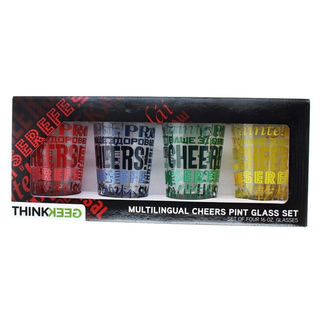 Set de vasos de pinta ThinkGeek Multilingual Cheers 480 ml x4
