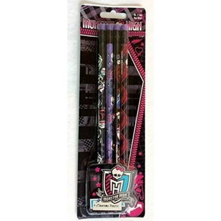 monster high clawsome no.2 real wood pencils - pack of 4