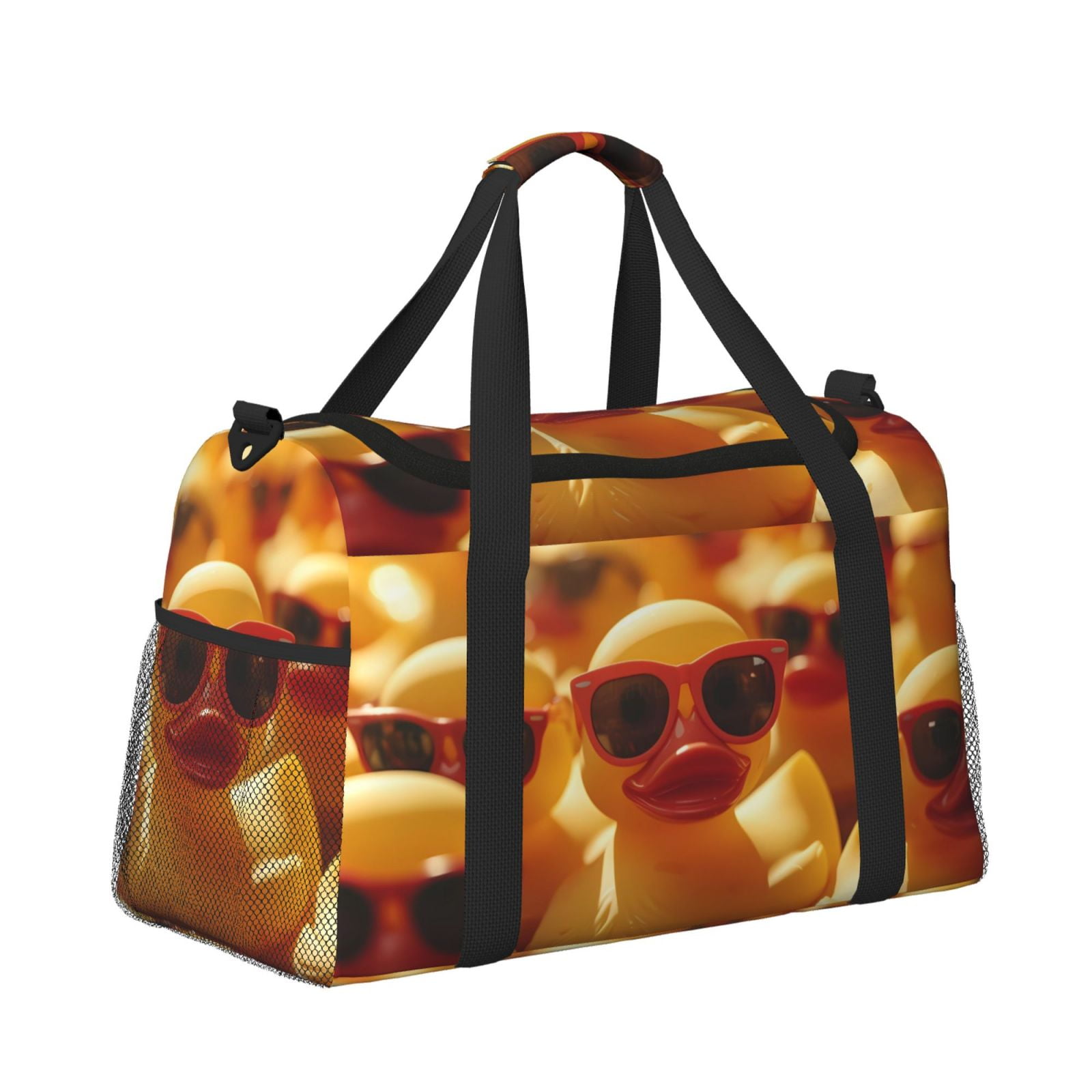 Picia Sunglasses Yellow Duck Print Travel Duffle Bag,Weekender Bags for Women with Shoe Compartment, Gym Duffel Bag with Wet Pocket, Hospital Bags for Labor and Delivery