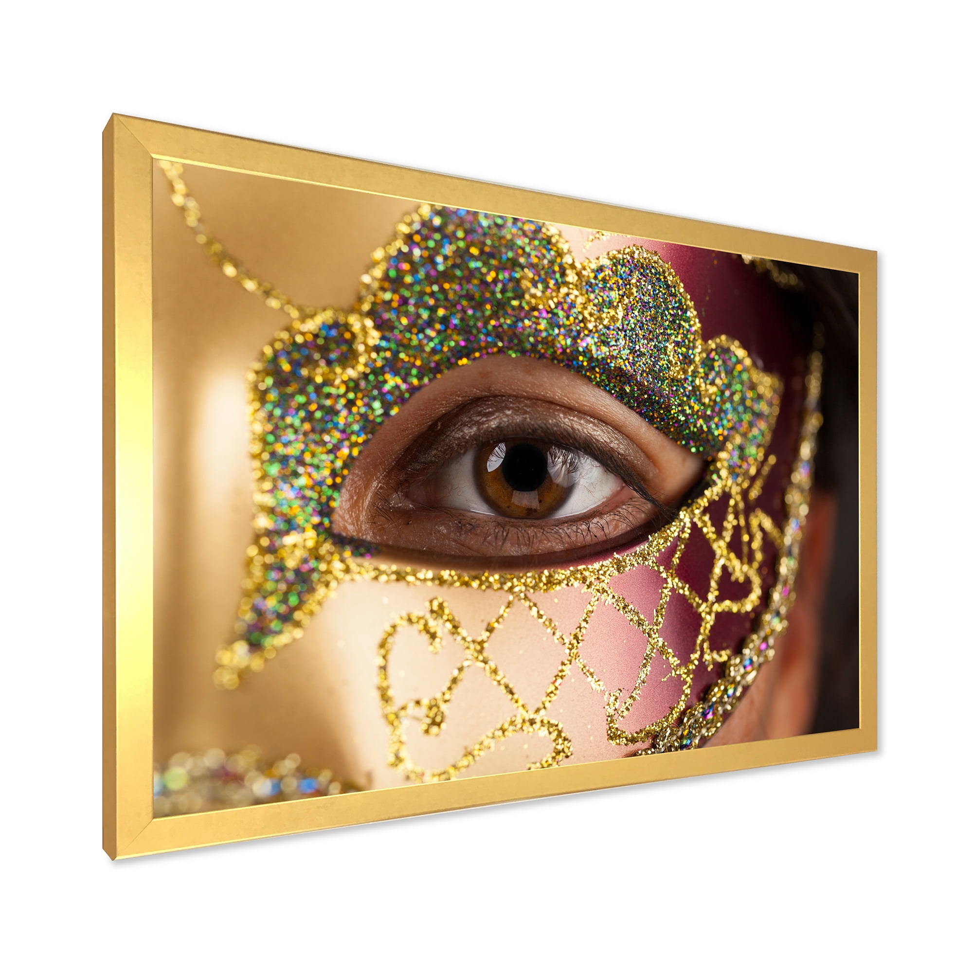 Designart 'Girl With Venetian Mask' Modern Framed Art Print