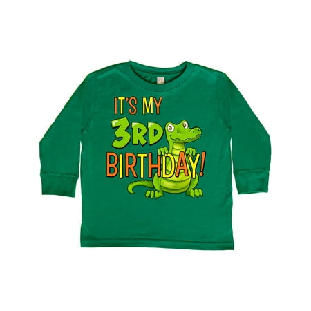 

Inktastic It s My 3rd Birthday with Cute Green Alligator Gift Toddler Boy or Toddler Girl Long Sleeve T-Shirt