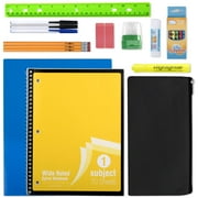 20 Piece Stationary Kits Containing 1 Spiral Notebook, 1 Colored Folder, 3 Ballpoint Pens, 3 Pencils, 5 Crayons, 2 Erasers, 1 Pencil Case, 1 Sharpener, 1 Metric Ruler & More!