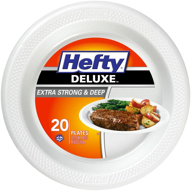 Hefty Deluxe Extra Strong and Deep 10.25 inch Round Foam Plates 20 ct