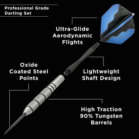 Viper - Fat Cat Bulletz 90% Tungsten Steel Tip Darts 23 Grams - Silver/Black