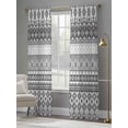 thumbnail image 4 of Grey White Boho Sheer Curtains 84 Inch Length 2 Panels Set, Vintage Ethnic Tribe Abstract Art Voile Window Treatment Rod Pocket Curtains Sheers Drapes for Bedroom/Living Room/Kitchen 52"x84"x2, 4 of 7