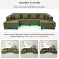 thumbnail image 6 of Harper & Bright Designs U-Shaped Sectional Sofa Set for Living Room, Corduroy Upholstered Sectional Sofa with RGB LED Light Strip and 6 Pillows, Green, 6 of 16