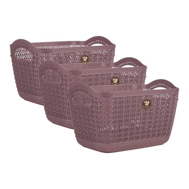 Set 3 Canasta LA ARDILLA Mitril Mediana Rosa 18x19x29cm #corazonesrosas