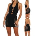 thumbnail image 5 of Franhais Women Bodycon Dress  Solid Color Halter Neck Hollow-Out Sleeveless Backless Cocktail Dress Party Club Skinny Mini Dress, 5 of 6