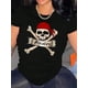 thumbnail image 1 of Women's Fashion Skull Print T-Shirt - Casual Crew Neck, Short Sleeve, Stretchy Polyester Blend, Machine Washable - Perfect for Summer & Sports, 1 of 8