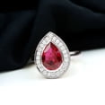 thumbnail image 2 of Rosec Jewels Lab Grown Ruby Teardrop Engagement Ring with Halo - Vintage Style Ruby Diamond Ring - AAAA Grade Certified, 18K White Gold, US 7.00, 2 of 6